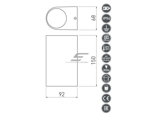 Fasadinis | sieninis lauko šviestuvas | GU10 | 35W | IP54 | juodas | GTV Lighting | TIAGO | LD-TIAGOGU10J-20 1