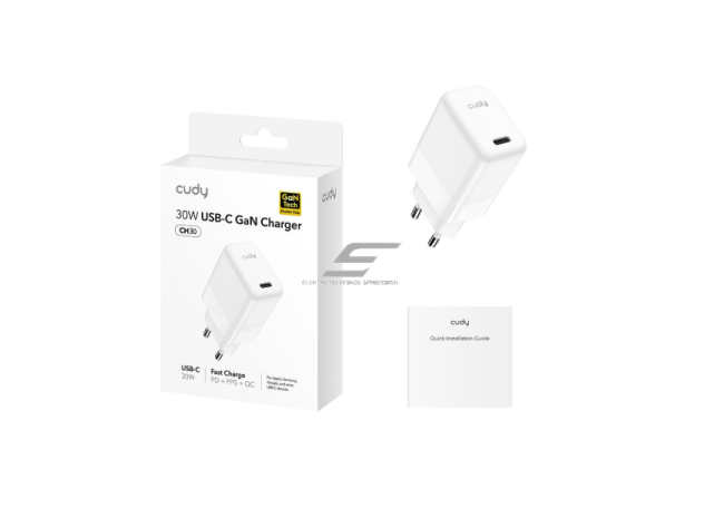 Sieninis greitojo įkrovimo įkroviklis | USB-C | 30W | 100–240V | greitas ir saugus įkrovimas | išmanus galios valdymas | baltas 1
