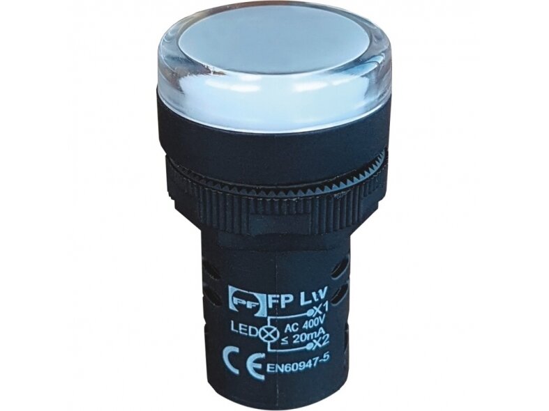 Signalinė | indikacinė LED lemputė | balta | 22mm | 110VAC/DC | IP54 | Promfactor Baltic | FPL110WE | 4779040155242