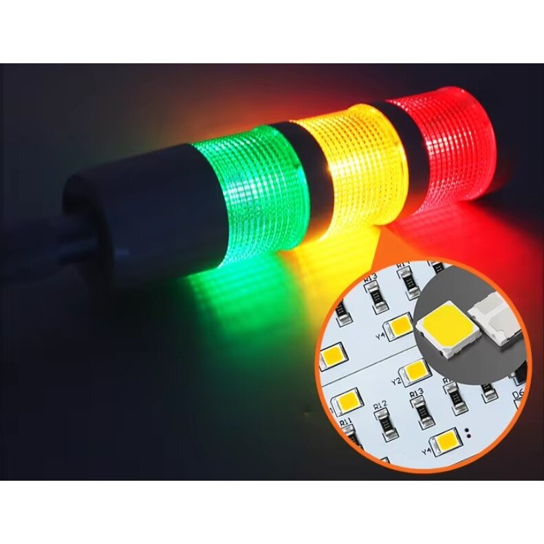 Wieża sygnalizacyjna z modułami 3-kolorowych diod LED (czerwony, żółty, zielony) z sygnałem dźwiękowym | 1,2~2W | 24VDC | IP54 | NPN/PNP | czarny 1 Wieża sygnalizacyjna z modułami 3-kolorowych diod LED (czerwony, żółty, zielony) z sygnałem dźwiękowym | 1,2~2W | 24VDC | IP54 | NPN/PNP | czarny 1