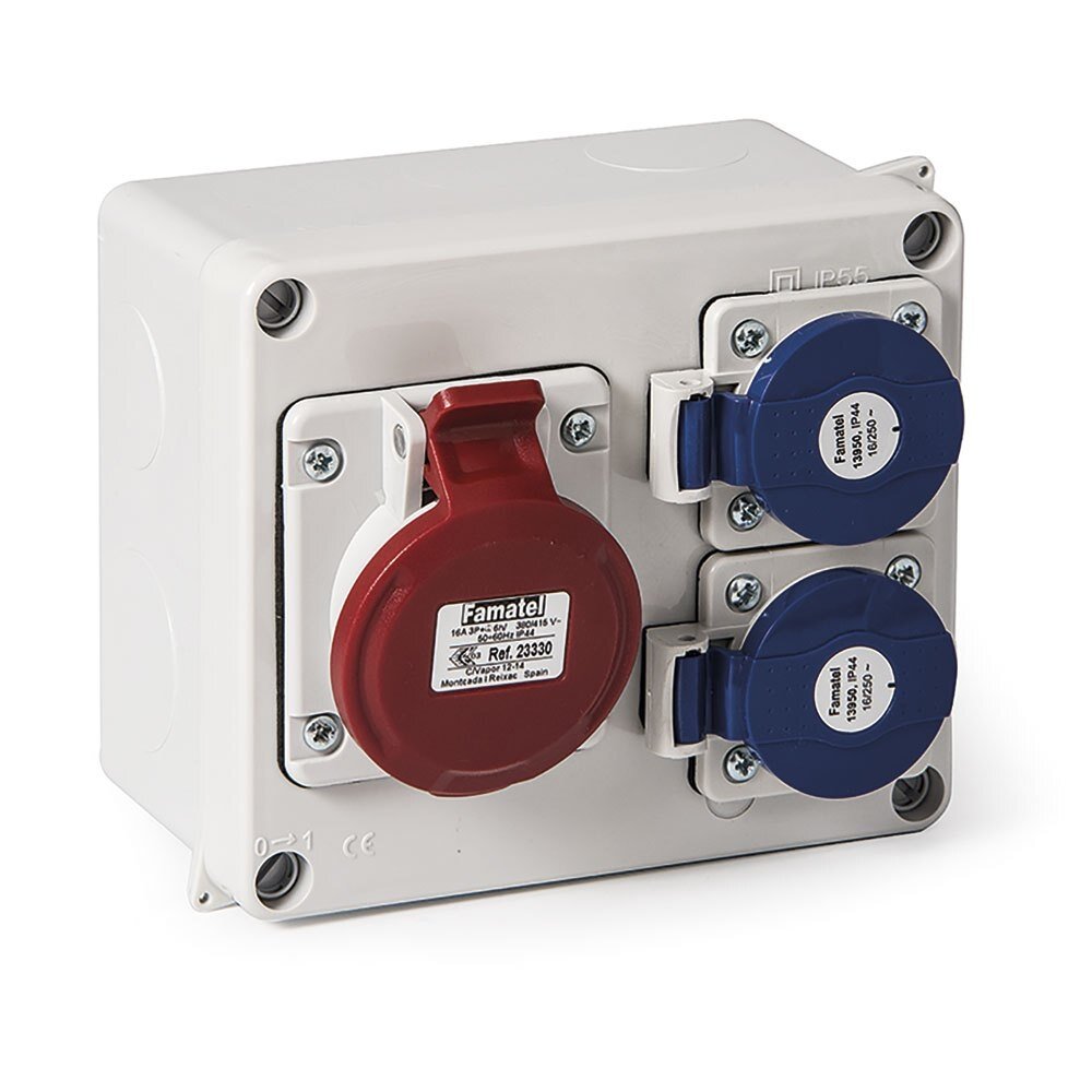 Pistikupesakarp | 1×CEE 32 A 400 V + 2×230 V 16 A | IP44 | Famatel 3070 0056E