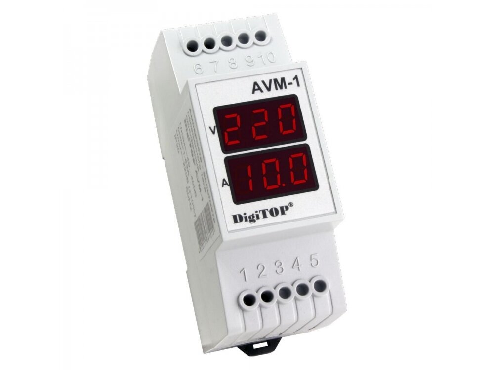 Modulinis | skaitmeninis ampermetras - voltmetras | 1F | 1-63A | 50-400V | DIN | DigiTOP | AVM-1 Modulinis | skaitmeninis ampermetras - voltmetras | 1F | 1-63A | 50-400V | DIN | DigiTOP | AVM-1