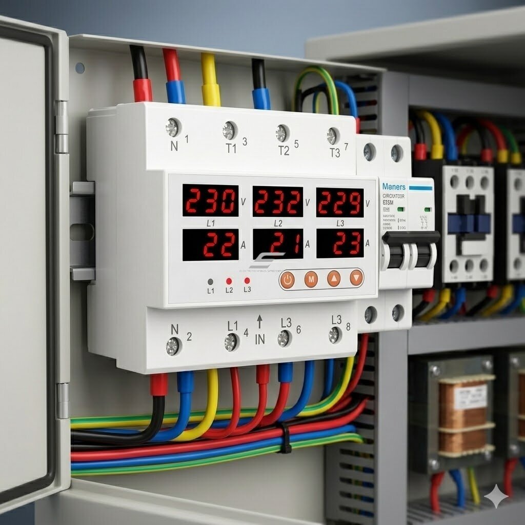 Cyfrowy przekaźnik kontroli napięcia | 63A | zabezpieczenie nadnapięciowe i podnapięciowe | AC 50–400V | DIN | RELETEK 3 Cyfrowy przekaźnik kontroli napięcia | 63A | zabezpieczenie nadnapięciowe i podnapięciowe | AC 50–400V | DIN | RELETEK 3