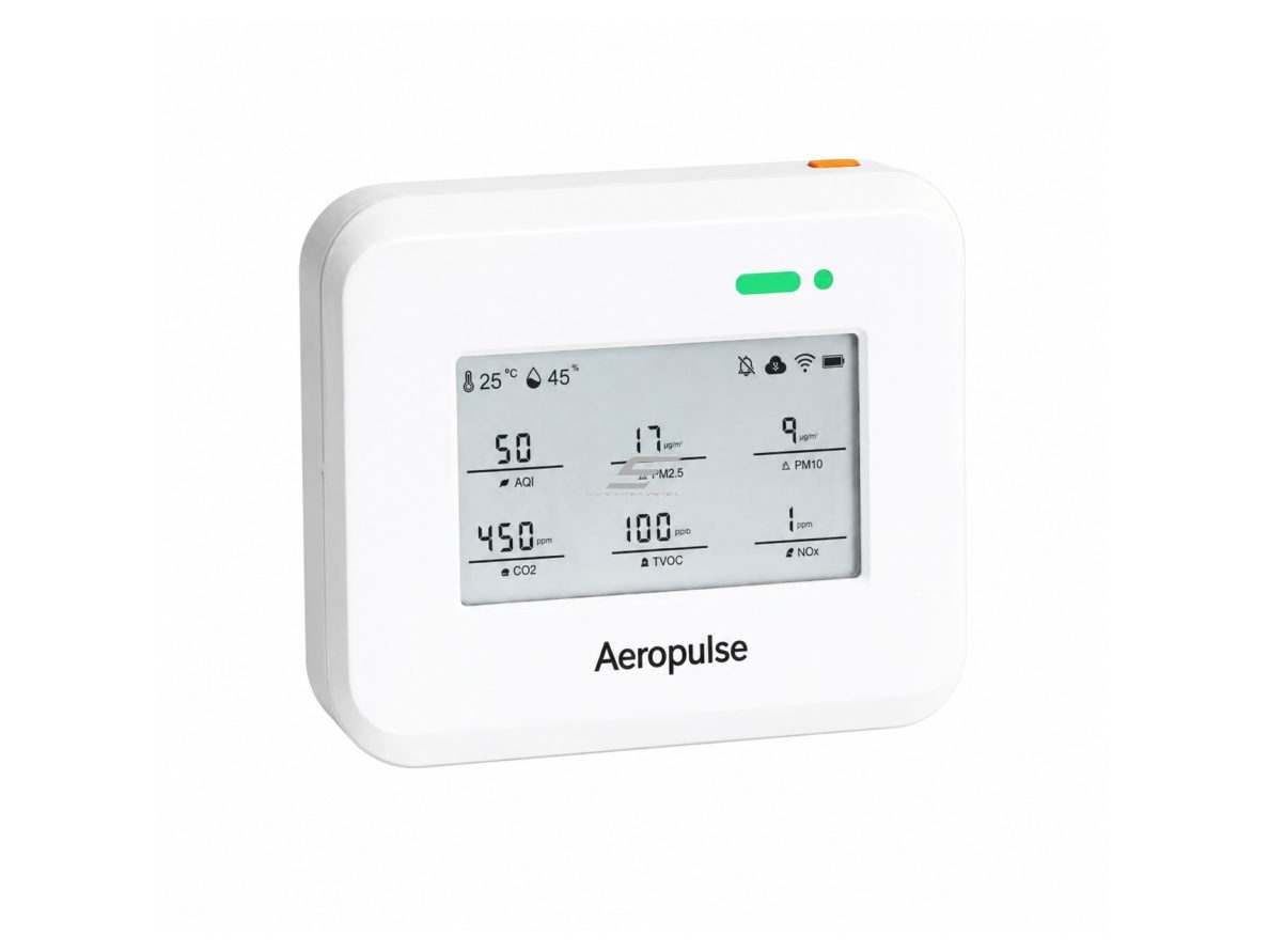 Daugiafunkcis vidaus oro kokybės analizatorius | 8-in-1 | NDIR CO₂ | PM2.5 | PM10 | TVOC | temperatūra | drėgmė | AQI | garsinis-šviesinis aliarmas | duomenų kaupimas