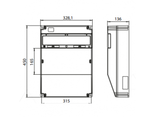 Pramoninis skydelis | dėžutė | 16 modulių | su kištukiniais lizdais 1x63A 5P + 1x32A 5P + 1x16A 5P + 10x230V | hermetinis | garažams | komercinėms patalpoms | IP54 1