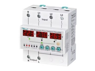 Modulinė | skaitmeninė automatinė fazių perjungimo relė | iš 380V į 230 V | 63A | DIN Modulinė | skaitmeninė automatinė fazių perjungimo relė | iš 380V į 230 V | 63A | DIN