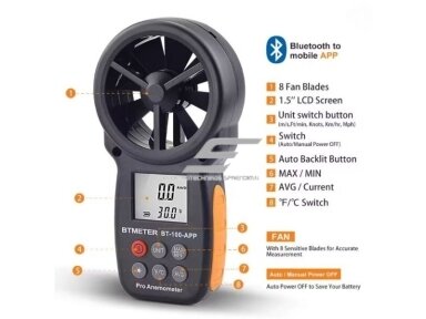 Skaitmeninis vėjo greičio matuoklis | anemometras | oro srauto | temperatūros | drėgmės jutiklis | daviklis | 0-30m/s | nešiojamas | Bluetooth Skaitmeninis vėjo greičio matuoklis | anemometras | oro srauto | temperatūros | drėgmės jutiklis | daviklis | 0-30m/s | nešiojamas | Bluetooth