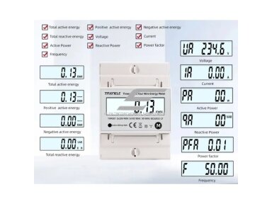 Modulinis | skaitmeninis multifunkcinis kintamos AC elektros energijos skaitiklis saulės baterijoms | 3F | 100A | 380VAC | DIN Modulinis | skaitmeninis multifunkcinis kintamos AC elektros energijos skaitiklis saulės baterijoms | 3F | 100A | 380VAC | DIN