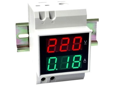Modulinis | skaitmeninis kintamosios AC elektros energijos voltmetras | ampermetras | 80-300VAC | 100A | DIN Modulinis | skaitmeninis kintamosios AC elektros energijos voltmetras | ampermetras | 80-300VAC | 100A | DIN
