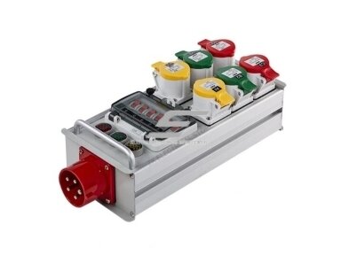 Pramoninis skydelis | dėžutė | su automatiniais jungikliais | su kištukiniais lizdais 6x16A 3P | kištuku 1x32A 5P | su voltmetru | hermetinis | IP67 Pramoninis skydelis | dėžutė | su automatiniais jungikliais | su kištukiniais lizdais 6x16A 3P | kištuku 1x32A 5P | su voltmetru | hermetinis | IP67