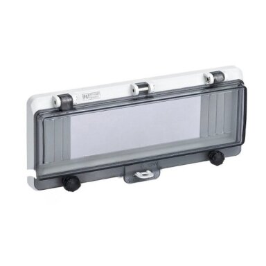 Transparent protective cover for electrical distribution boxes | 12 modules | 232x95x28mm | IP67 Transparent protective cover for electrical distribution boxes | 12 modules | 232x95x28mm | IP67