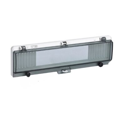 Transparent protective cover for electrical distribution boxes | 18 modules | 340x95x28mm | IP67 Transparent protective cover for electrical distribution boxes | 18 modules | 340x95x28mm | IP67
