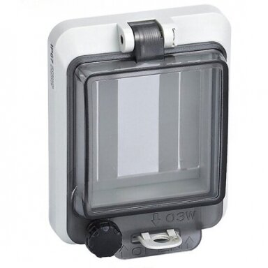 Transparent protective cover for electrical distribution boxes | 3 modules | 95x75x28mm | IP67 Transparent protective cover for electrical distribution boxes | 3 modules | 95x75x28mm | IP67