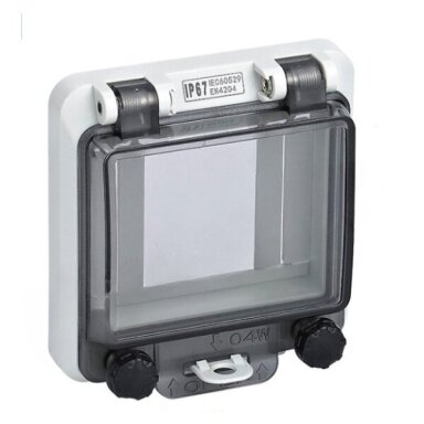 Transparent protective cover for electrical distribution boxes | 4 modules | 100x93x28mm | IP67 Transparent protective cover for electrical distribution boxes | 4 modules | 100x93x28mm | IP67