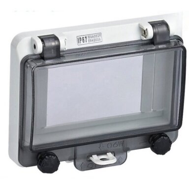 Transparent protective cover for electrical distribution boxes | 6 modules | 124x95x28mm | IP67 Transparent protective cover for electrical distribution boxes | 6 modules | 124x95x28mm | IP67