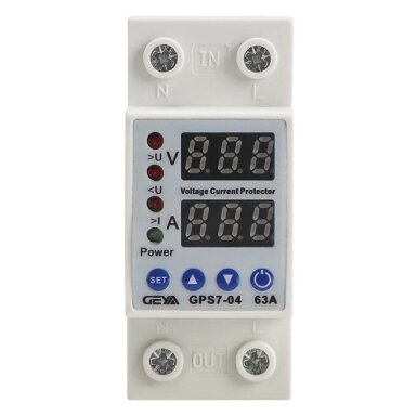 Digitālais sprieguma un strāvas kontroles relejs | 63A | 230V | IP20 Digitālais sprieguma un strāvas kontroles relejs | 63A | 230V | IP20