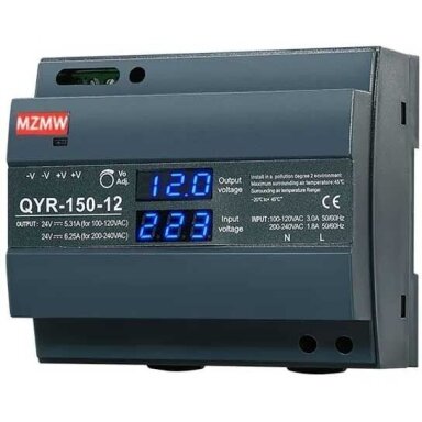 Digitālais impulsu barošanas avots 12V | 12,5A | 150W | uz DIN sliedes montējams