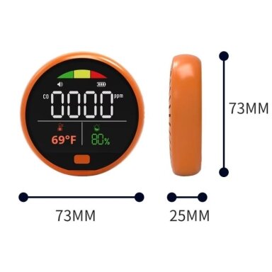 Digitāls | Bezvadu CO | Temperatūra | Mitrums | Gaisa kvalitātes mērītājs | Sensors | 0-1000 PPM | Pārnēsājams | Oranžs Digitāls | Bezvadu CO | Temperatūra | Mitrums | Gaisa kvalitātes mērītājs | Sensors | 0-1000 PPM | Pārnēsājams | Oranžs