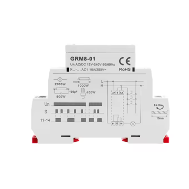 Elektroniska impulsu laika relejs | elektrisko ķēžu vadībai un aizsardzībai | 16 A | AC 230 V | ar atmiņas funkciju | DIN sliede | GRM8 Elektroniska impulsu laika relejs | elektrisko ķēžu vadībai un aizsardzībai | 16 A | AC 230 V | ar atmiņas funkciju | DIN sliede | GRM8