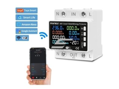 Modulinis | išmanus | skaitmeninis | multifunkcinis elektros energijos | įtampos | srovės skaitiklis | 0-63A | 0-17kW | 230V | DIN | Wi-Fi | TUYA Modulinis | išmanus | skaitmeninis | multifunkcinis elektros energijos | įtampos | srovės skaitiklis | 0-63A | 0-17kW | 230V | DIN | Wi-Fi | TUYA