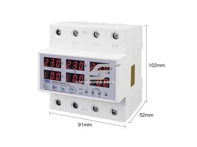 Modulinė | skaitmeninė įtampos kontrolės | apsaugos | fazių sekos disbalanso relė | 3F | 1-63A | 230-300V | DIN | Tomzn 4