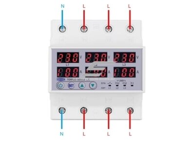 Modulinė | skaitmeninė įtampos kontrolės | apsaugos | fazių sekos disbalanso relė | 3F | 1-63A | 230-300V | DIN | Tomzn 3 Modulinė | skaitmeninė įtampos kontrolės | apsaugos | fazių sekos disbalanso relė | 3F | 1-63A | 230-300V | DIN | Tomzn 3