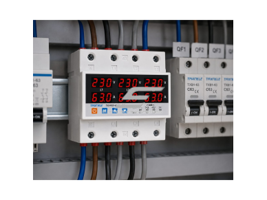 Modulinė įtampos kontrolės relė | skaitmeninė | 3 fazių | 100A | 220V | DIN | viršįtampio | įtampos kritimo | srovės apsauga | TAXNELE  3