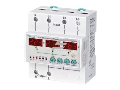 Modulinė | skaitmeninė automatinė fazių perjungimo relė | iš 380V į 230 V | 63A | DIN Modulinė | skaitmeninė automatinė fazių perjungimo relė | iš 380V į 230 V | 63A | DIN