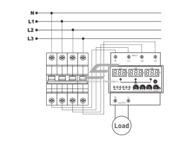 Modulinė | skaitmeninė automatinė fazių perjungimo relė | iš 380V į 230 V | 63A | DIN 1