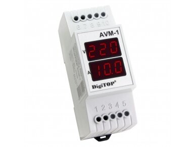 Modulinis | skaitmeninis ampermetras - voltmetras | 1F | 1-63A | 50-400V | DIN | DigiTOP | AVM-1 Modulinis | skaitmeninis ampermetras - voltmetras | 1F | 1-63A | 50-400V | DIN | DigiTOP | AVM-1