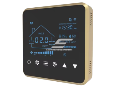 Išmanus 3 greičių ventiliatoriaus valdiklis su CO2 ir oro kokybės matuokliu | jutikliu | 230VAC | 350-1999PPM | 0...+50°C | Wi-Fi | Modbus | TUYA