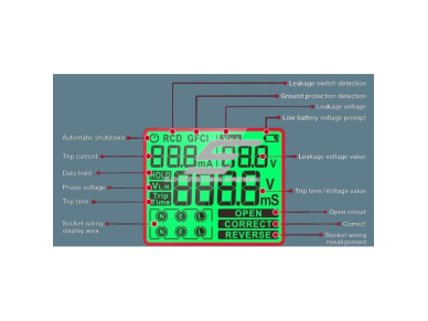 Skaitmeninis elektros kištukinio lizdo testeris | 30-260VAC 2 Skaitmeninis elektros kištukinio lizdo testeris | 30-260VAC 2