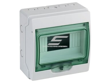Elektros paskirstymo | modulinis skydelis | dėžė | skydas | 8 modulių | 200x195x112mm | skaidrios durelės | hermetinis | virštinkinis | plastikinis | IP65 | Schneider Electric | Kaedra | 13978