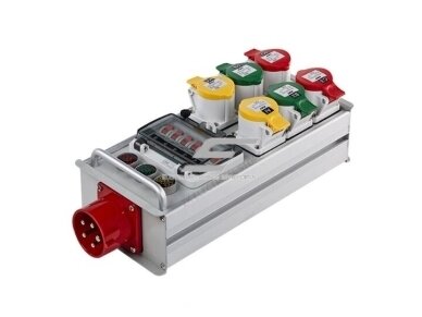 Pramoninis skydelis | dėžutė | su automatiniais jungikliais | su kištukiniais lizdais 6x16A 3P | kištuku 1x32A 5P | su voltmetru | hermetinis | IP67 Pramoninis skydelis | dėžutė | su automatiniais jungikliais | su kištukiniais lizdais 6x16A 3P | kištuku 1x32A 5P | su voltmetru | hermetinis | IP67