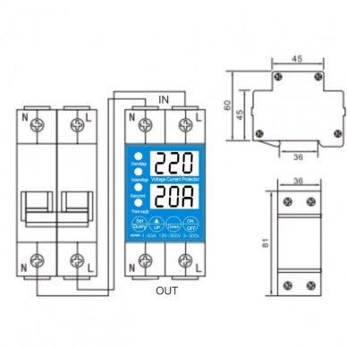 Digital Voltage and Current Control Relay | 63A | 230V | IP20 2
