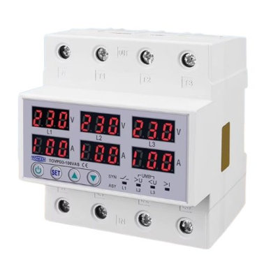 Modułowy | Cyfrowa kontrola napięcia | Ochrona | Przekaźnik nierównowagi kolejności faz | 3F | 1-63A | 230-300V | DIN | Tomzn