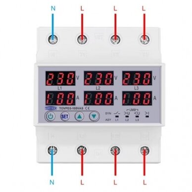 Modułowy | Cyfrowa kontrola napięcia | Ochrona | Przekaźnik nierównowagi kolejności faz | 3F | 1-63A | 230-300V | DIN | Tomzn 3