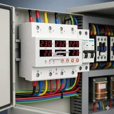 Cyfrowy przekaźnik kontroli napięcia | 63A | zabezpieczenie nadnapięciowe i podnapięciowe | AC 50–400V | DIN | RELETEK 3 Cyfrowy przekaźnik kontroli napięcia | 63A | zabezpieczenie nadnapięciowe i podnapięciowe | AC 50–400V | DIN | RELETEK 3