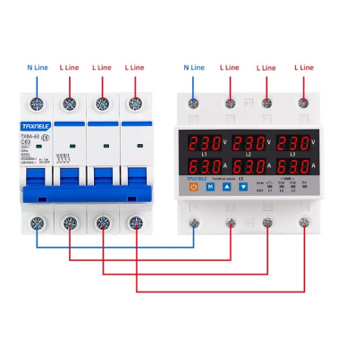 Modulaarne pingekontrolli relee | digitaalne | 3-faasiline | 100A | 220V | DIN | ülepinge kaitse | alapinge kaitse | voolukaitse | TAXNELE 2 Modulaarne pingekontrolli relee | digitaalne | 3-faasiline | 100A | 220V | DIN | ülepinge kaitse | alapinge kaitse | voolukaitse | TAXNELE 2