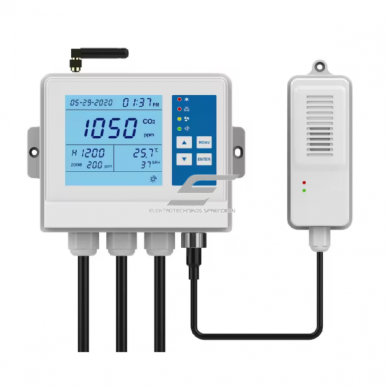 CO₂ kontrolieris ar automātisko vadību | 0–5000 ppm | precizitāte ±1 ppm | LCD displejs | skaņas/gaismas signalizācija | temperatūra + mitrums | siltumnīcām, HVAC, telpām CO₂ kontrolieris ar automātisko vadību | 0–5000 ppm | precizitāte ±1 ppm | LCD displejs | skaņas/gaismas signalizācija | temperatūra + mitrums | siltumnīcām, HVAC, telpām