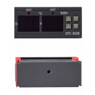 Digital temperature and humidity controller | Dual thermostat + humidistat | -50…+99°C | 10A | DC 24V | LED | IP43 2 Digital temperature and humidity controller | Dual thermostat + humidistat | -50…+99°C | 10A | DC 24V | LED | IP43 2