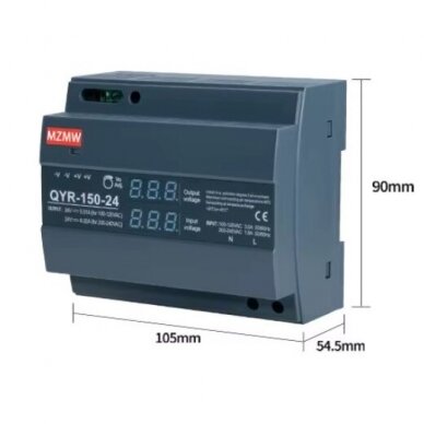 Digitālais impulsu barošanas avots 12V | 12,5A | 150W | uz DIN sliedes montējams 1
