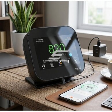 Digitaalne | nutikas CO2 | õhukvaliteedi mõõtja | andur | 5VDC | 500-5000PPM | Tuya | must 2 Digitaalne | nutikas CO2 | õhukvaliteedi mõõtja | andur | 5VDC | 500-5000PPM | Tuya | must 2