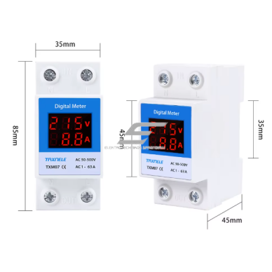 Modulaarne | digitaalne elektrienergia voltmeeter | ampermeeter | 2P | 50–500VAC | 1–63A | DIN 3 Modulaarne | digitaalne elektrienergia voltmeeter | ampermeeter | 2P | 50–500VAC | 1–63A | DIN 3