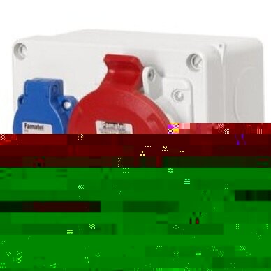 Socket box | 1×CEE 32 A 400 V + 1×230 V 16 A | IP44 | Famatel 3068 0055E Socket box | 1×CEE 32 A 400 V + 1×230 V 16 A | IP44 | Famatel 3068 0055E