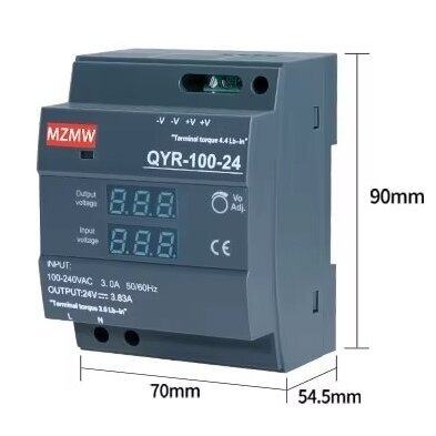 Cyfrowy zasilacz impulsowy 12V | 8,3A | 100W | montaż na szynę DIN 1 Cyfrowy zasilacz impulsowy 12V | 8,3A | 100W | montaż na szynę DIN 1