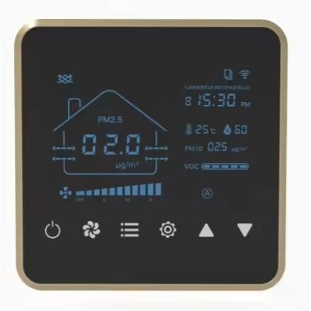 Nutikas 3 kiirusega ventilaatori kontroller CO2 ja õhukvaliteedi mõõtjaga | andur | 230VAC | 350-1999PPM | 0...+50°C | Wi-Fi | Modbus | TUYA