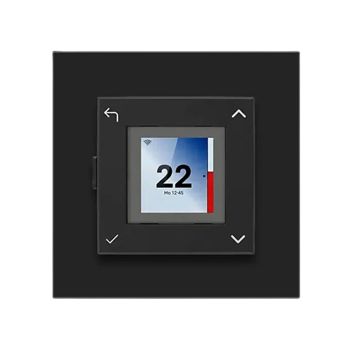 Viedais digitālais grīdas apsildes termostats | temperatūras regulators ar sensoru | 16A | 230VAC | +5...+35°C | IP21 | melns | Wi-Fi | Glamox Heating | GFWT 3 BLACK
