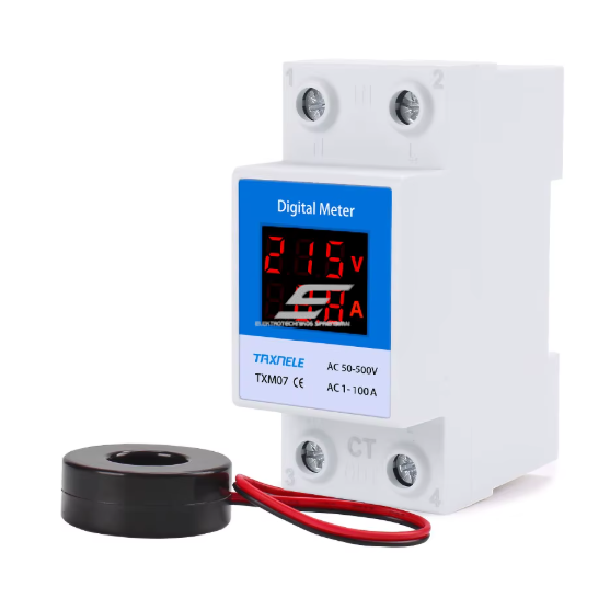 Modular | digital electric energy voltmeter | ammeter | 2P | 50–500VAC | 1–100A | DIN