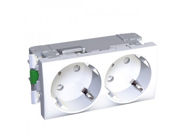 Modulinis kištukinis lizdas | su įžeminimu | įmontuojamas | 1xSchuko/2xSchuko/3xSchuko | 16A | 45x45mm | IP20 | baltas 2